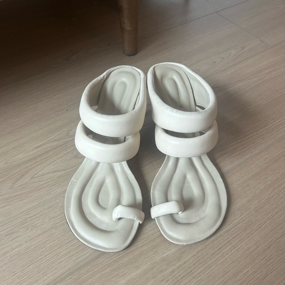 Jacquemus Les Sandales Padded Heels – Beige Cream Leather – Size 40 - Picture 2 of 7